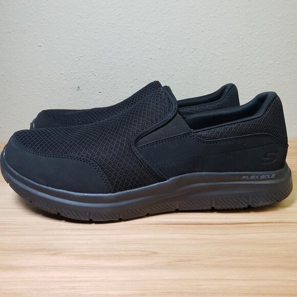 Skechers Men's Size 11 Wide Mcallen Slip On Work Shoes Black Slip Resistant NWT - Picture 1 of 15